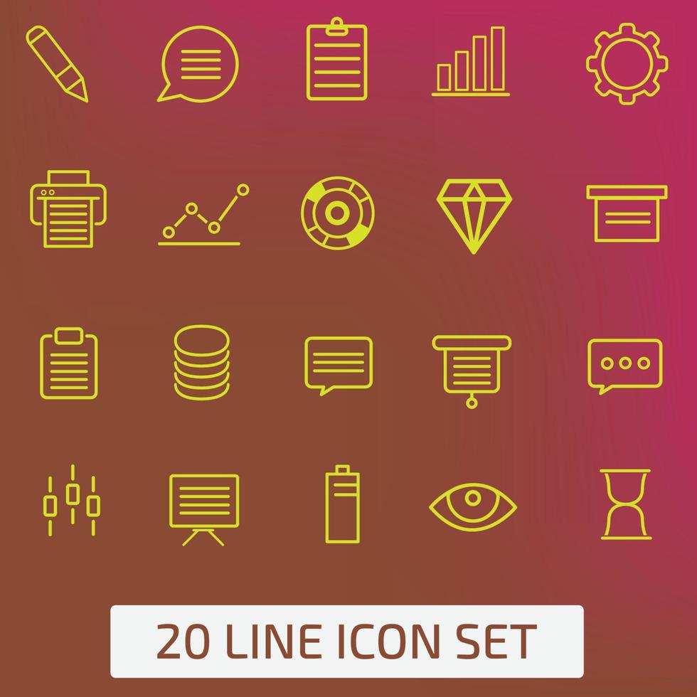 Set of 20 line icons Stock Free