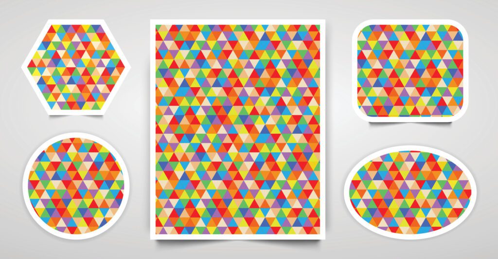 Set of abstract geometric colourful triangles patterns, background with different shapes Free Vector