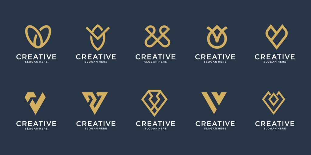 Set of abstract initial letter v logo template. icons for business of luxury, elegant, simple. Premium Vector Stock Free