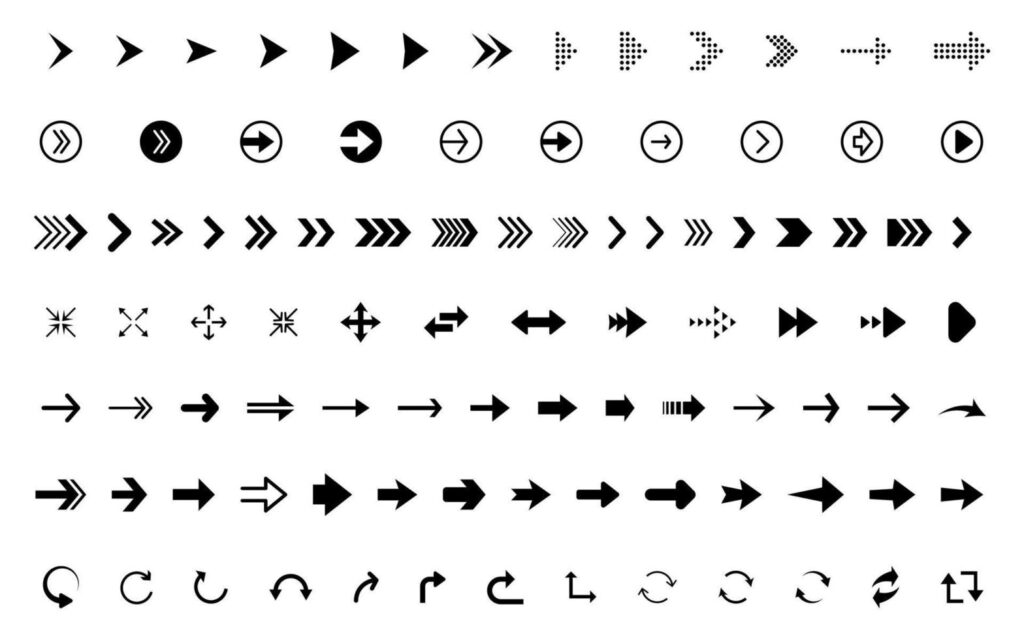 Set of Black Arrows Icons Stock Free Collection Stock Free