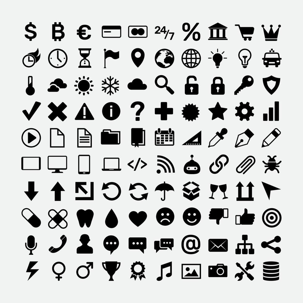 Set of black icons for web design.vector symbols Stock Free