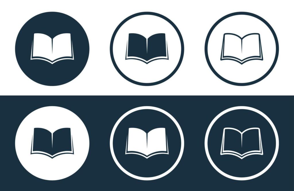 Set of Book icons isolated flat and outline style illustration Stock Free