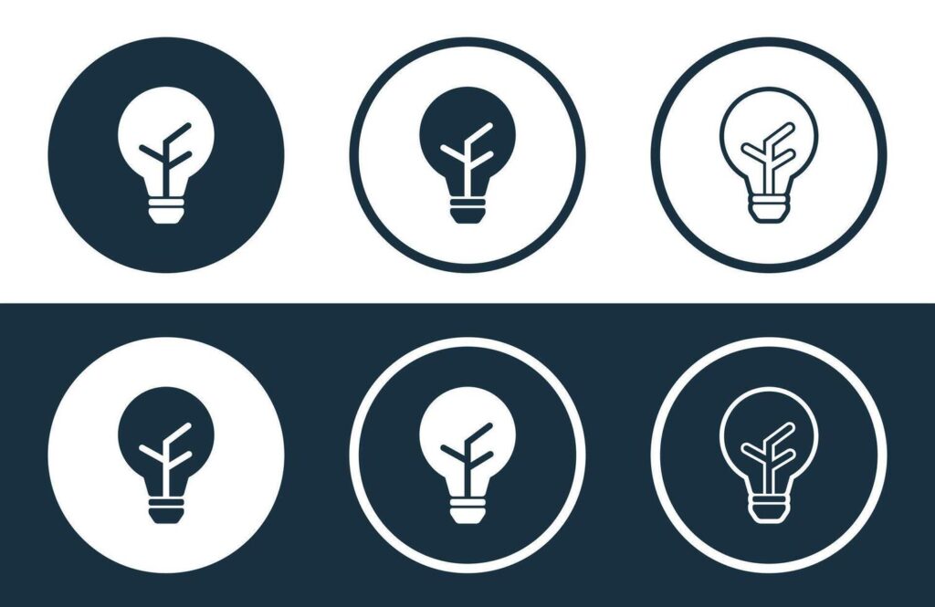 Set of Bulb icons isolated flat and outline style illustration Stock Free