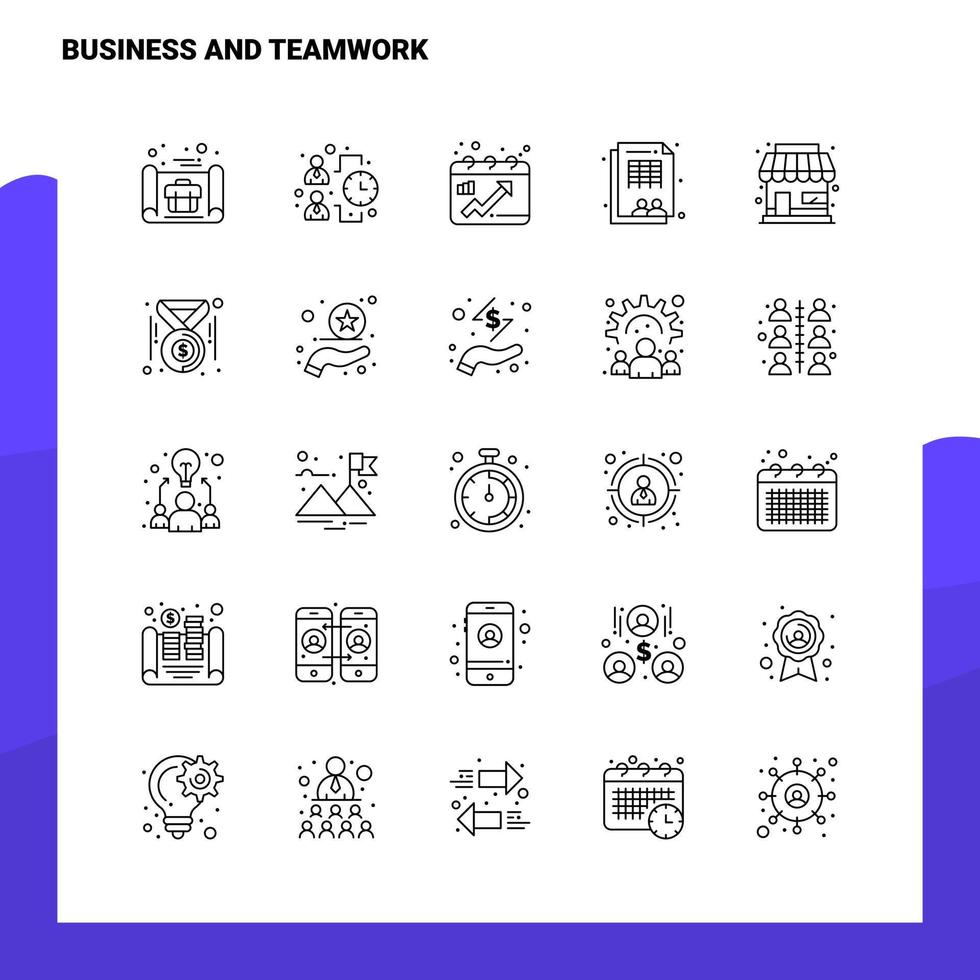 Set of Business And Teamwork Line Icon set 25 Icons. Vector Minimalism Style Design Black Icons Set. Linear pictogram pack. Stock Free