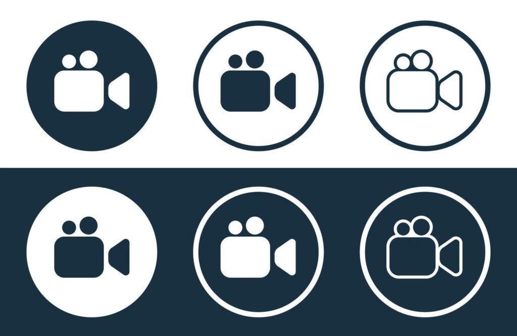 Set of Camera icons isolated flat and outline style illustration Stock Free