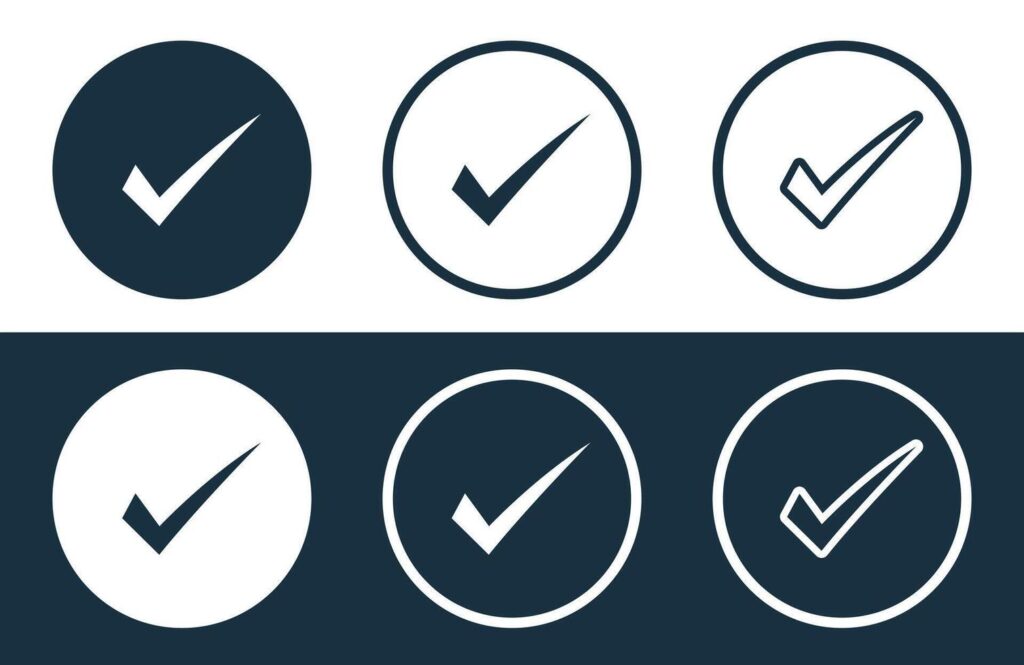 Set of Check icons isolated flat and outline style illustration Stock Free