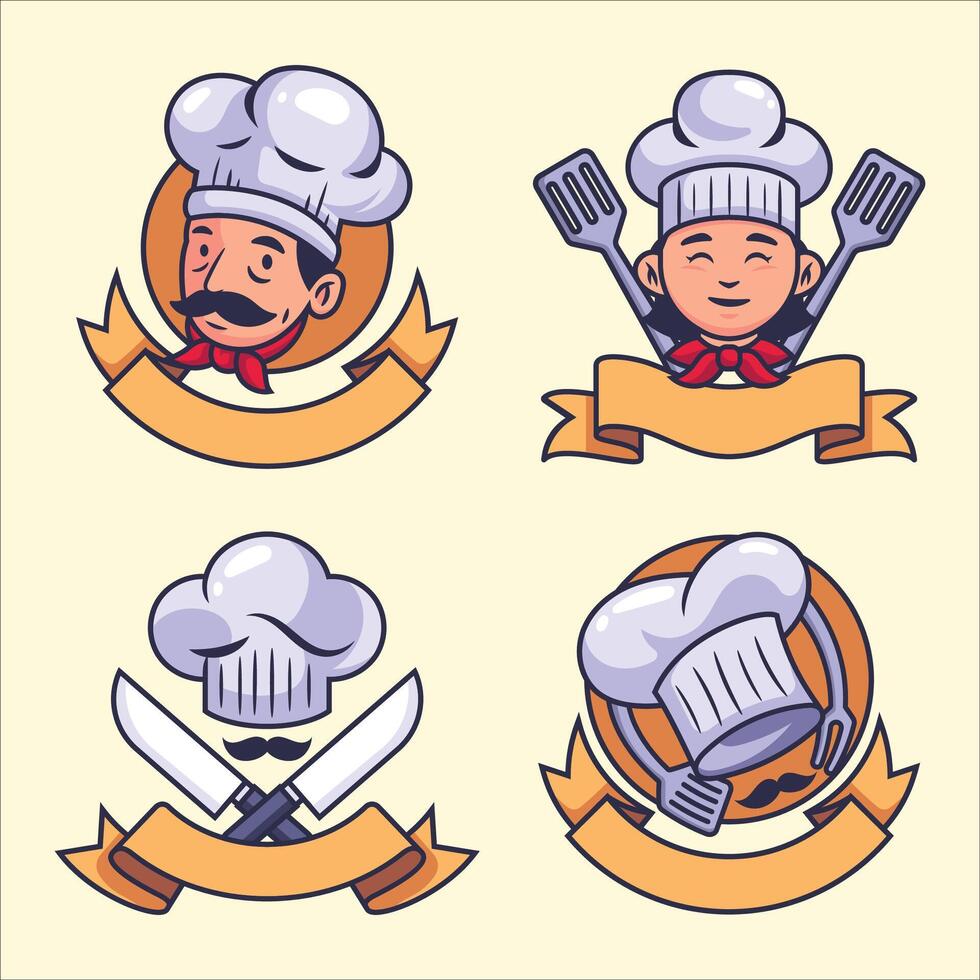 set of chef hats and chef’s hat icons Stock Free