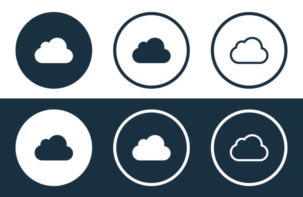 Set of Cloud icons isolated flat and outline style illustration Stock Free