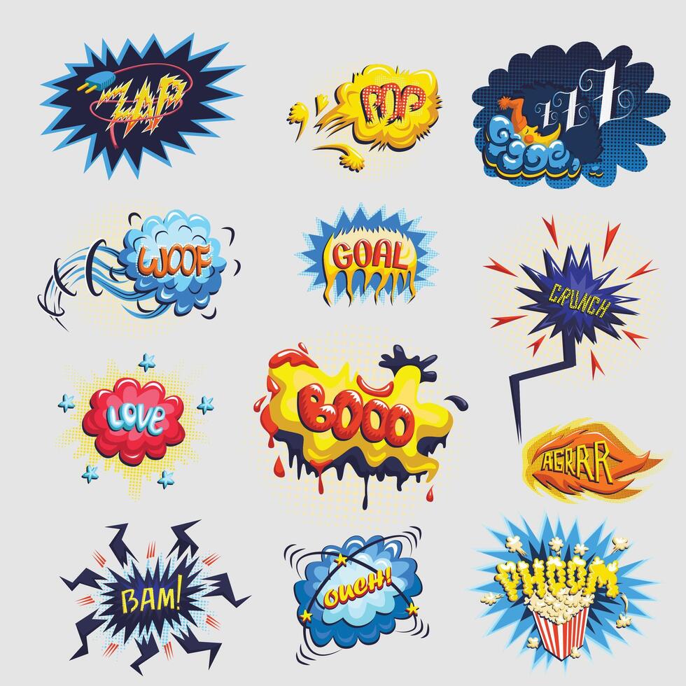 Set of comics icons Stock Free