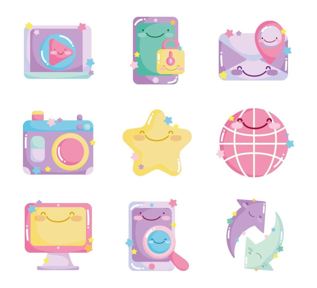 Set of cute social network cute icons Stock Free