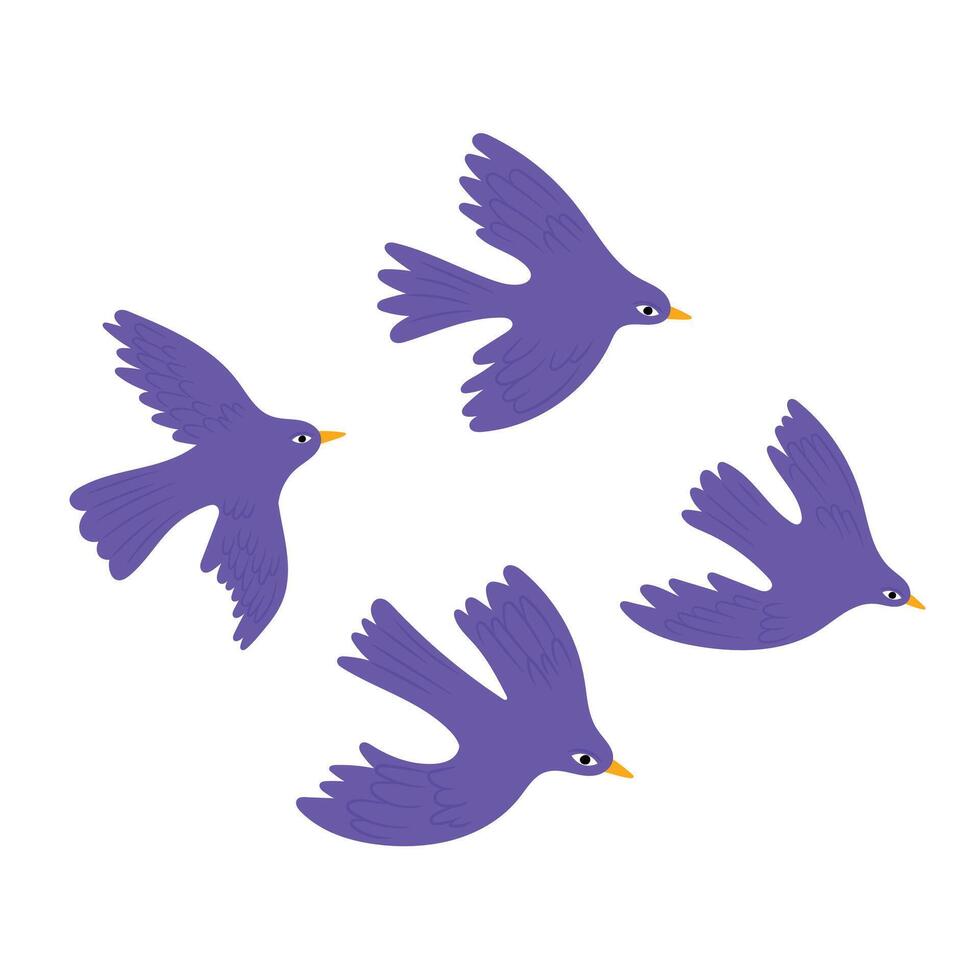 Set of different flying birds icons. Stock Free