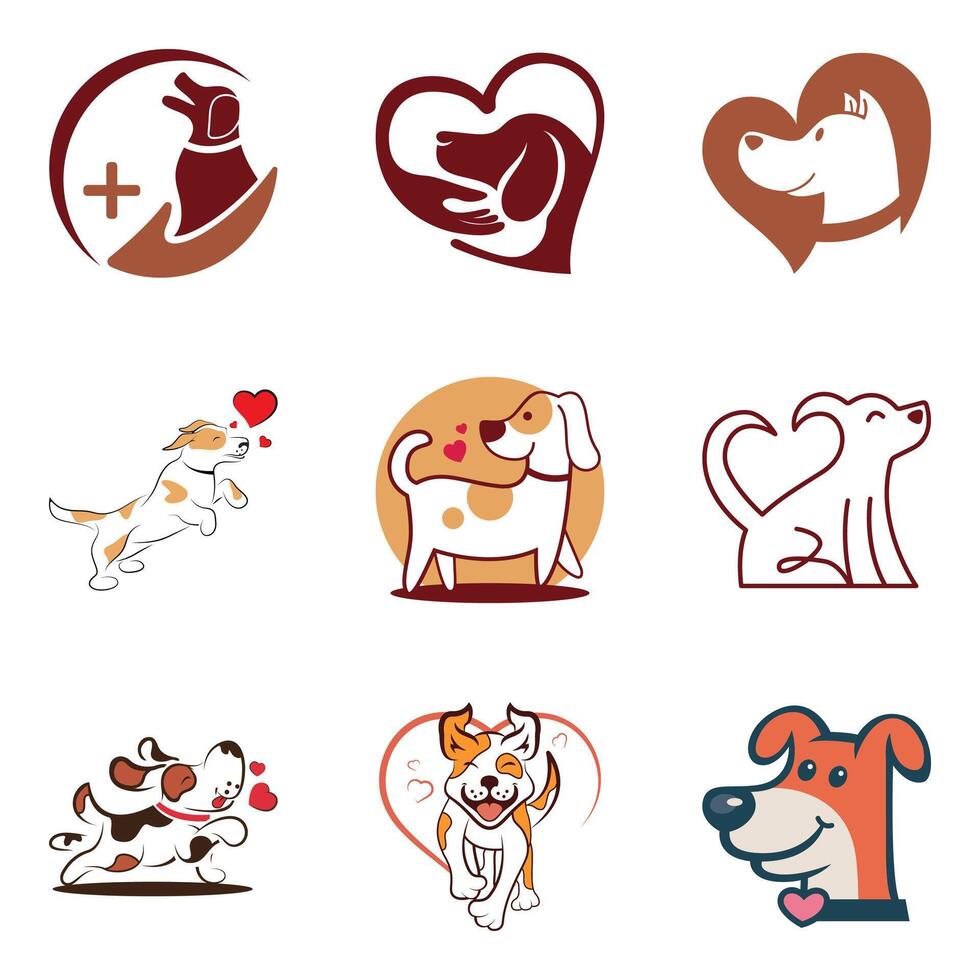 Set of vector dog logo and icons for dog Stock Free