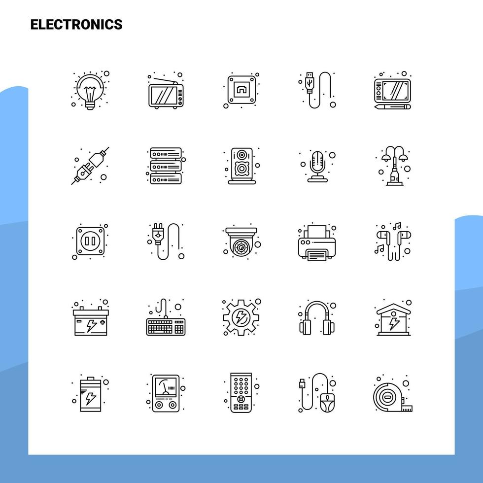 Set of Electronics Line Icon set 25 Icons Vector Minimalism Style Design Black Icons Set Linear pictogram pack Stock Free