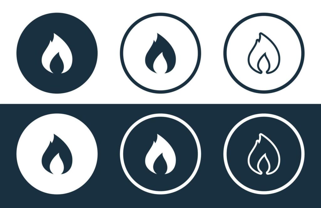 Set of Fire icons isolated flat and outline style illustration Stock Free