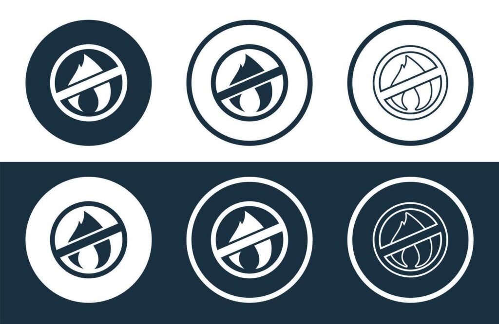 Set of Fire Resistant icons isolated flat and outline style illustration Stock Free