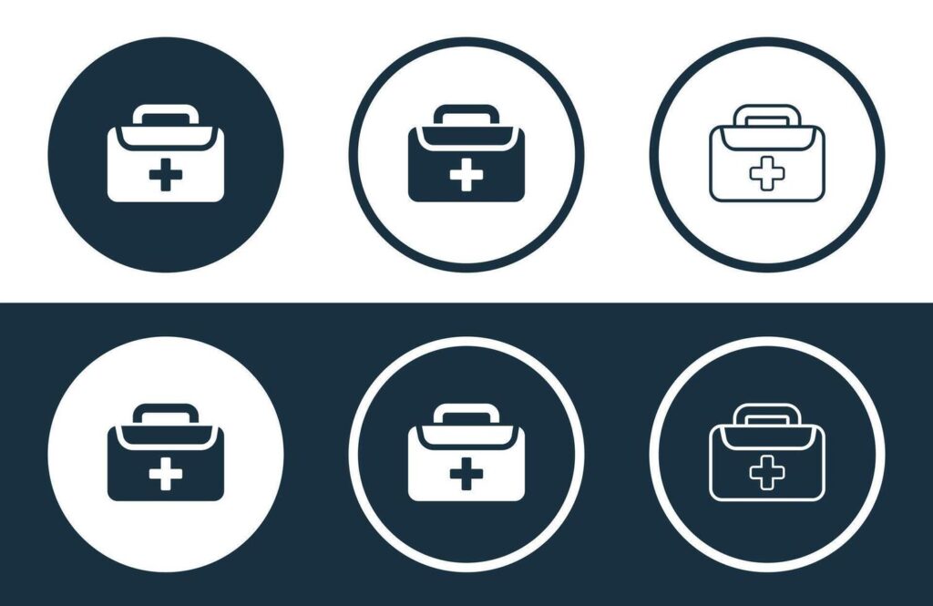 Set of First Aid icons isolated flat and outline style illustration Stock Free