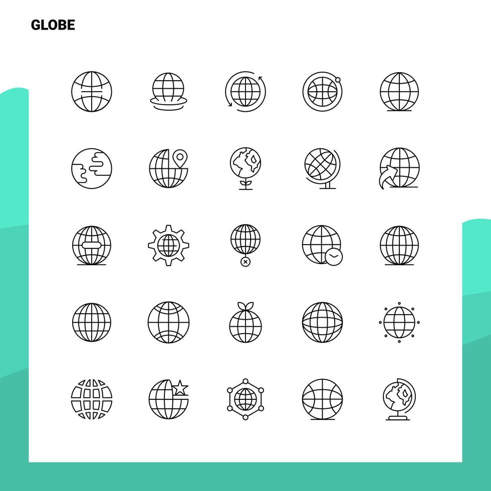 Set of Globe Line Icon set 25 Icons Vector Minimalism Style Design Black Icons Set Linear pictogram pack Stock Free