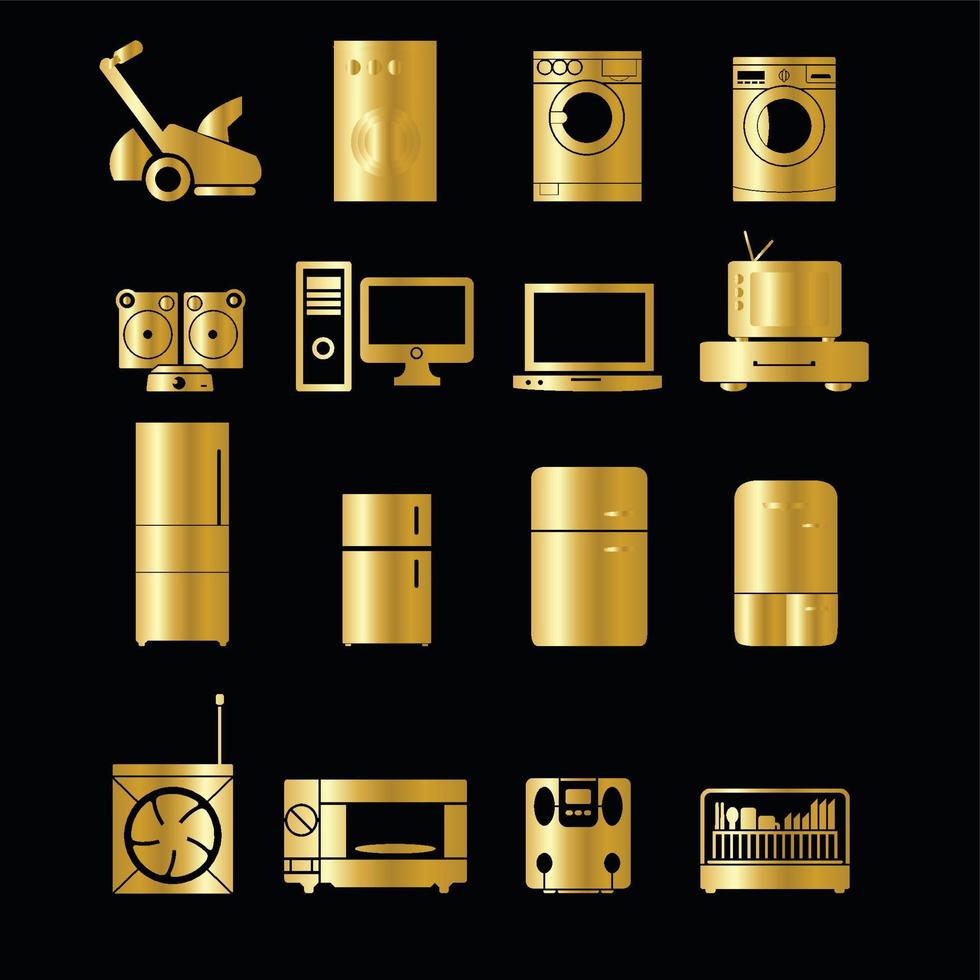 Set of gold home devices icons Stock Free and Free SVG