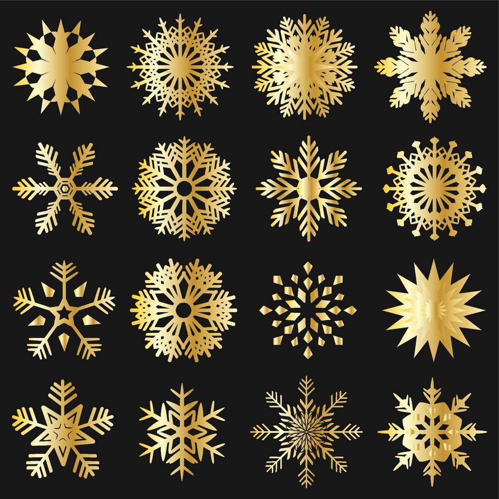 Set of Gold Snowflakes Vector Icon Symbol Design Stock Free and Free SVG