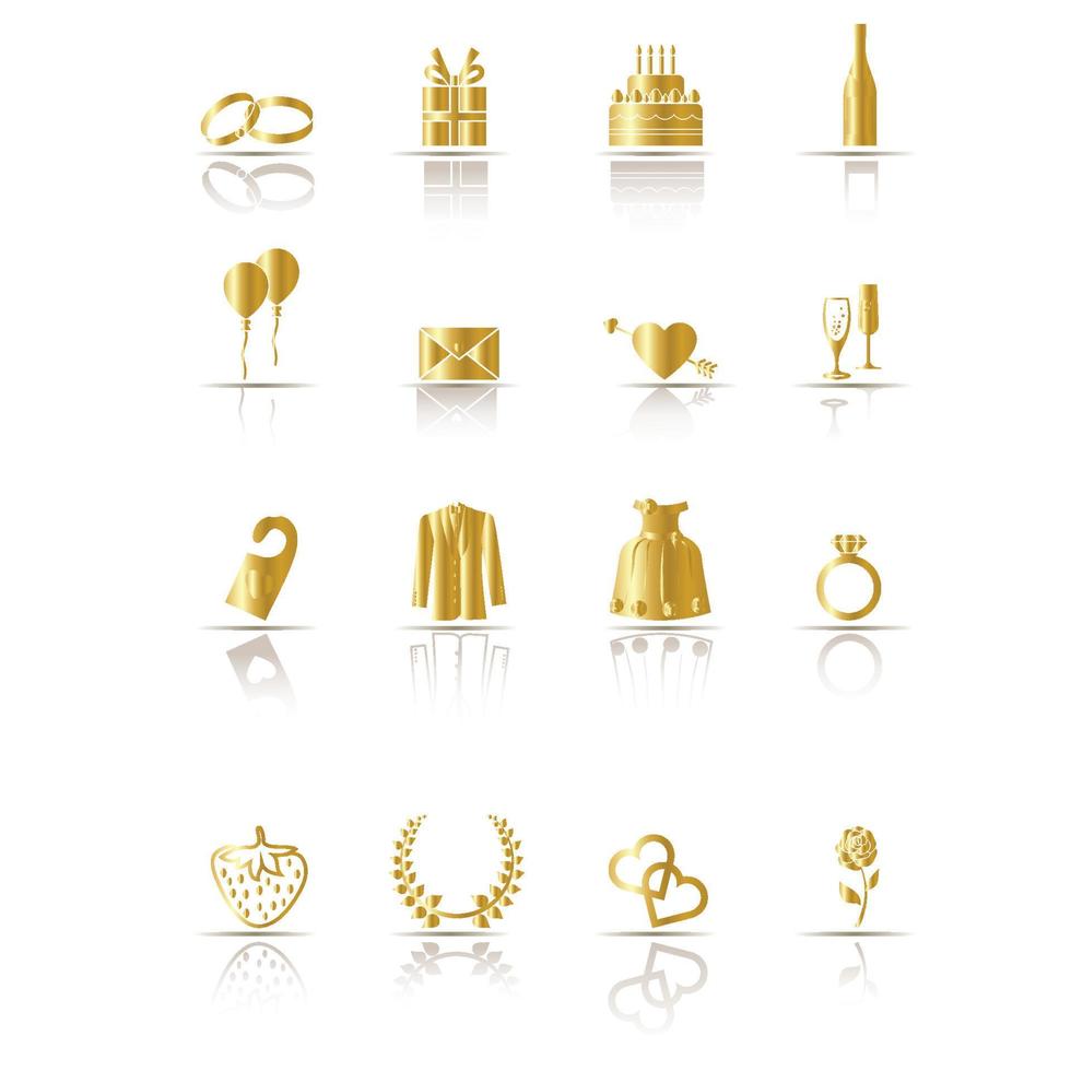 Set of gold wedding icons Stock Free and Free SVG