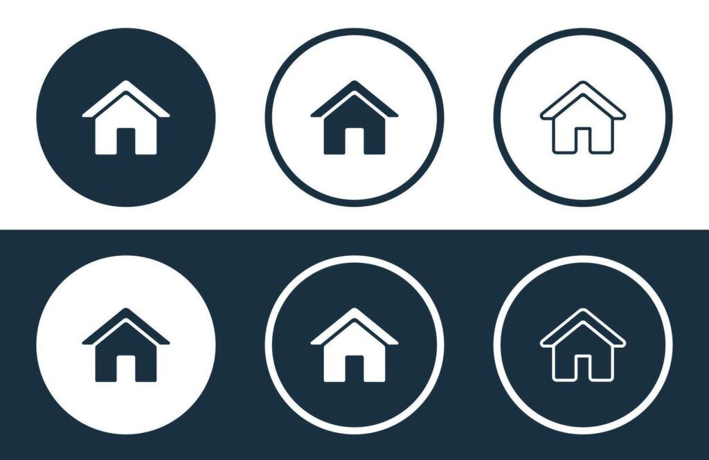 Set of House icons isolated flat and outline style illustration Stock Free