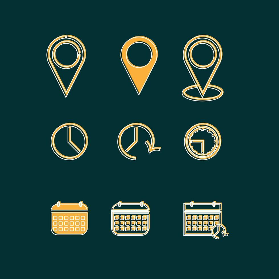 Set of icons on the theme of travel and tourism. Vector illustration Stock Free