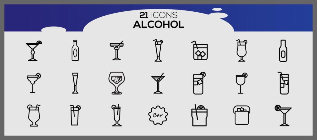 set of illustrations of icons of drinks alcohol drink icon set drink icons collection Stock Free