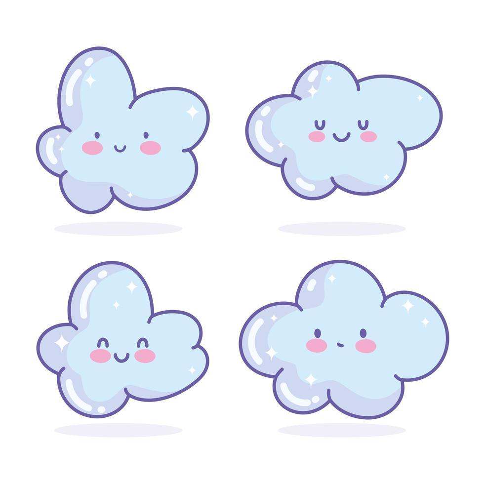 Set of kawaii clouds icons Stock Free