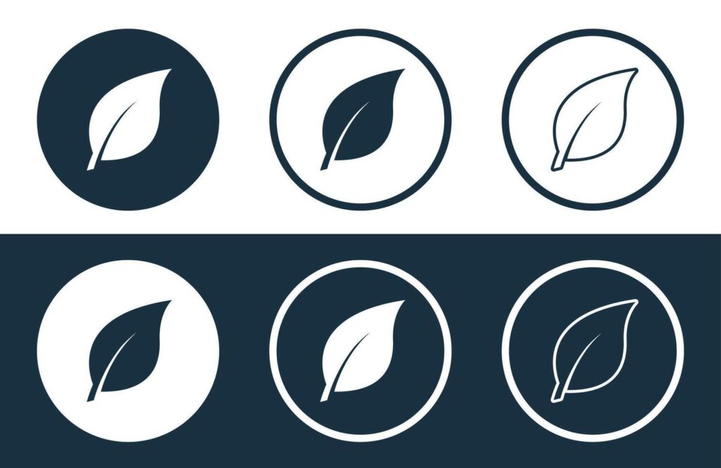 Set of Leaf icons isolated flat and outline style illustration Stock Free