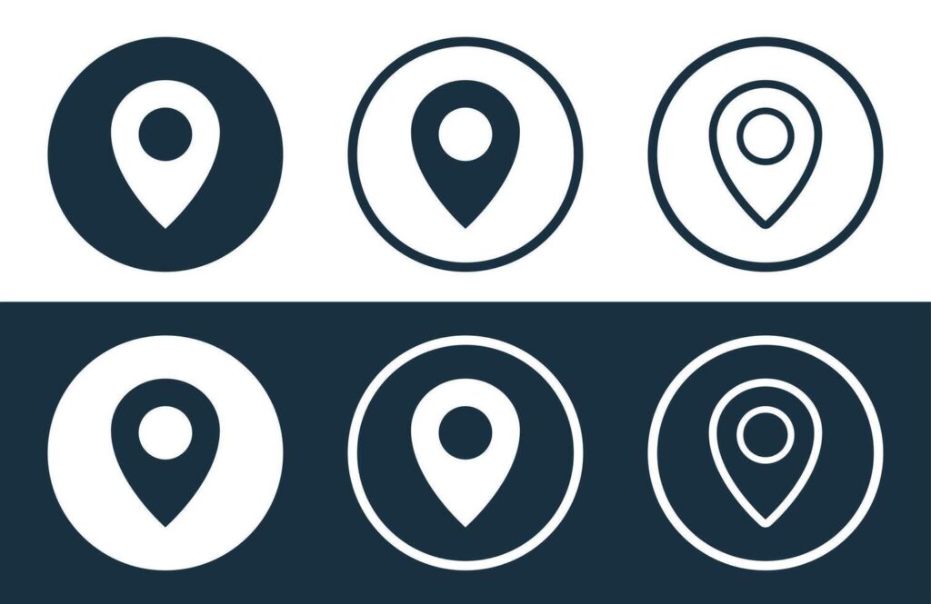 Set of Location icons isolated flat and outline style illustration Stock Free