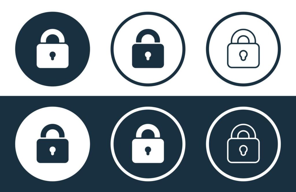 Set of Lock icons isolated flat and outline style illustration Stock Free