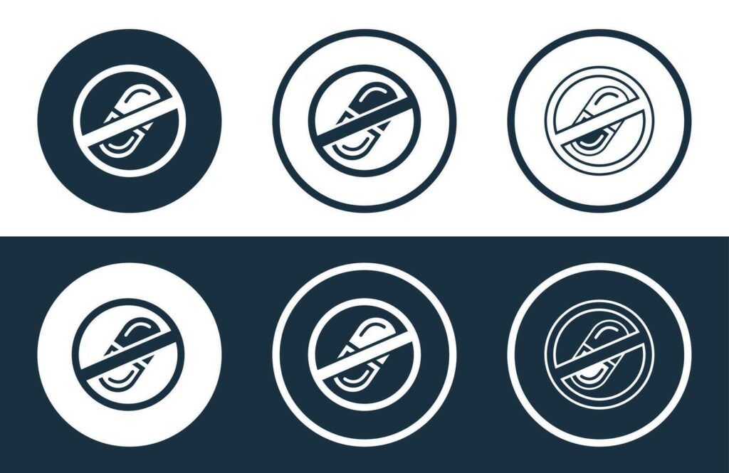 Set of Medicine Prohibition icons isolated flat and outline style illustration Stock Free