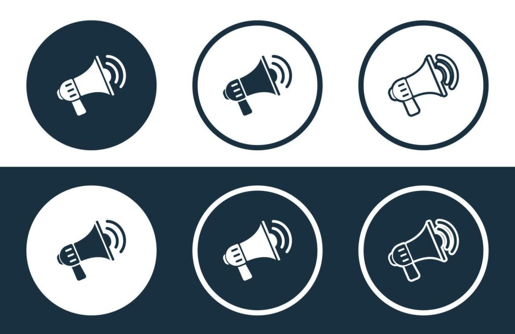 Set of Megaphone icons isolated flat and outline style illustration Stock Free