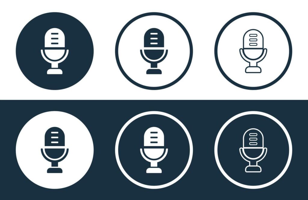 Set of Microphone icons isolated flat and outline style illustration Stock Free