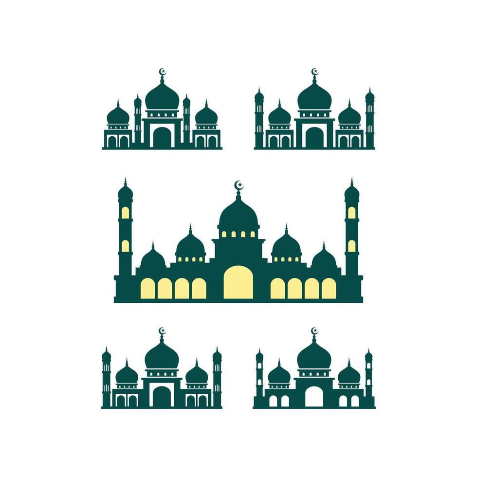 Set of mosque logo vector design. Islamic mosque icon. Stock Free