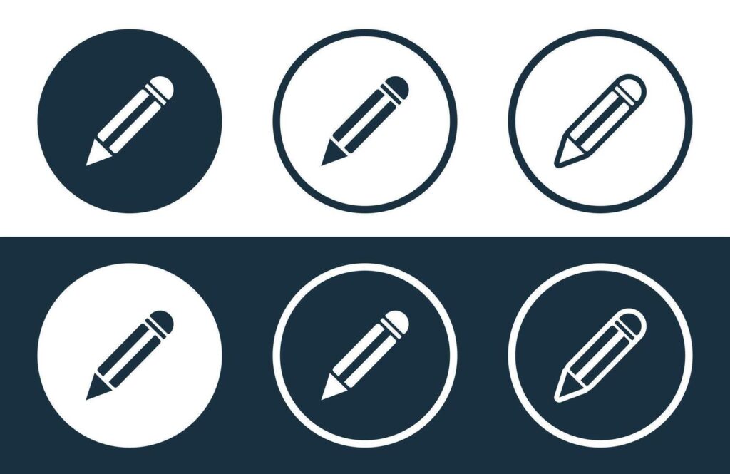 Set of Pencil icons isolated flat and outline style illustration Stock Free