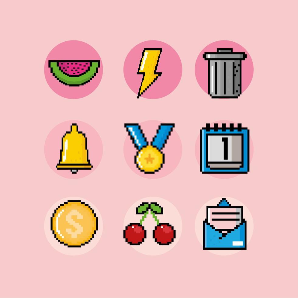 set of pixelated icons Stock Free