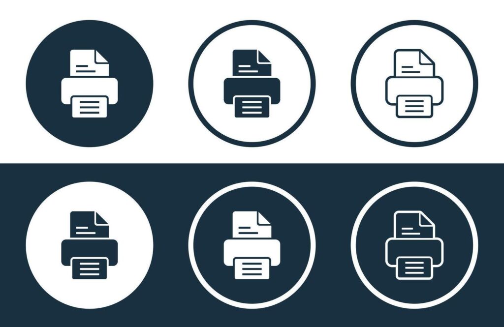 Set of Printer icons isolated flat and outline style illustration Stock Free