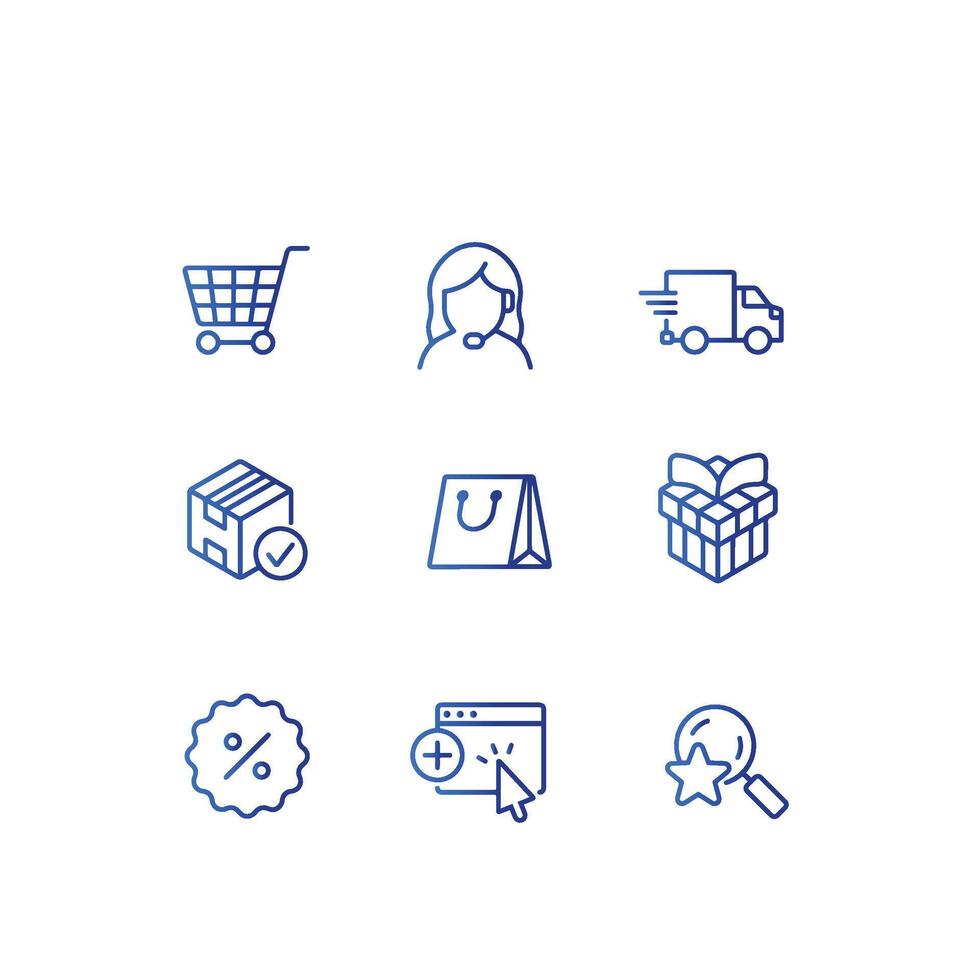 set of shopping icon , online shopping icon Stock Free