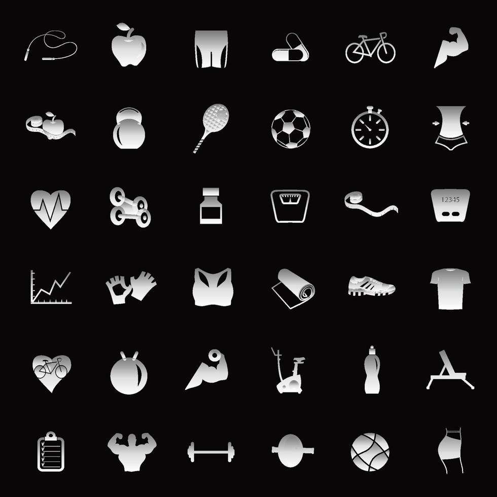 Set of silver sport icons Stock Free and Free SVG