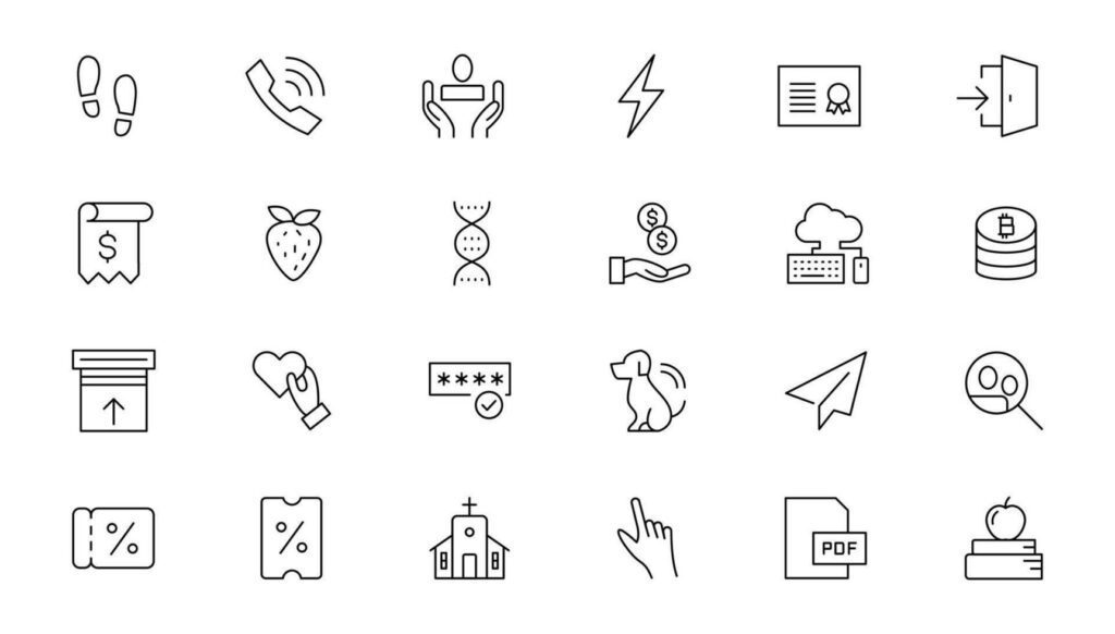 Set of thin line web icon set, simple outline icons collection, Pixel Perfect icons, Simple illustration Stock Free