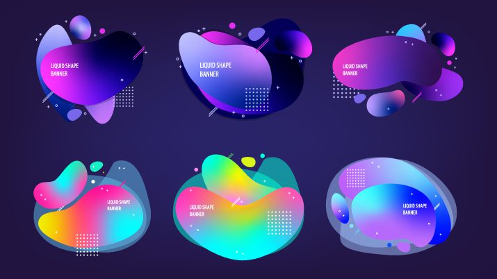 Set of vector liquid shape modern banners Free Vector