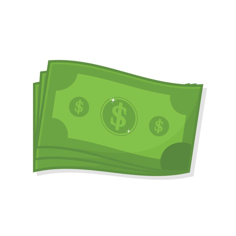 Set of wavy dollar bank note, currency icon illustration Stock Free