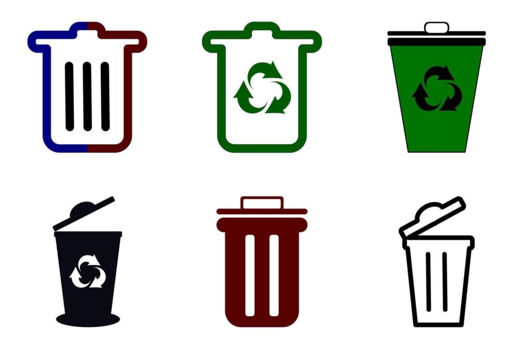 set trash icon, recycling trash or useless file placement. Stock Free