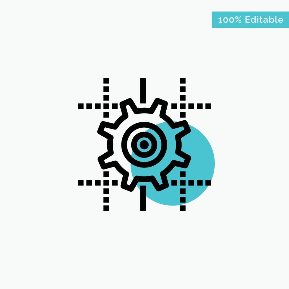 Setting Gear Computing Line turquoise highlight circle point Vector icon Stock Free