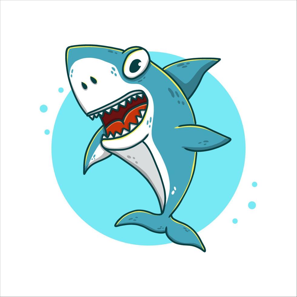 Shark Cartoon Vector Illustration. Whale Mascot Logo. Ocean Animal Symbol Icon Character Element. Cute Fish Wildlife Marine Drawing Template Stock Free