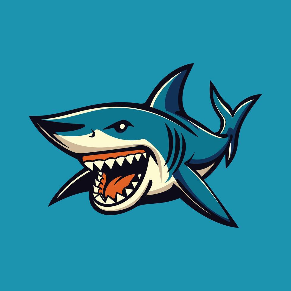 shark icon on a blue background Stock Free