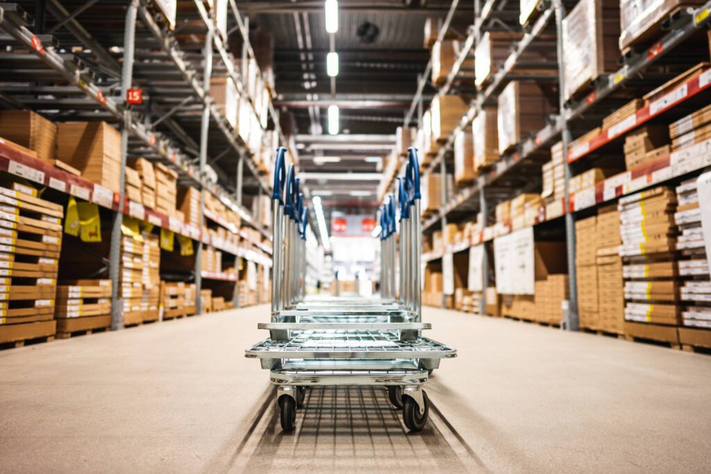 Shopping Carts in Ikea Store Warehouse Free Photo