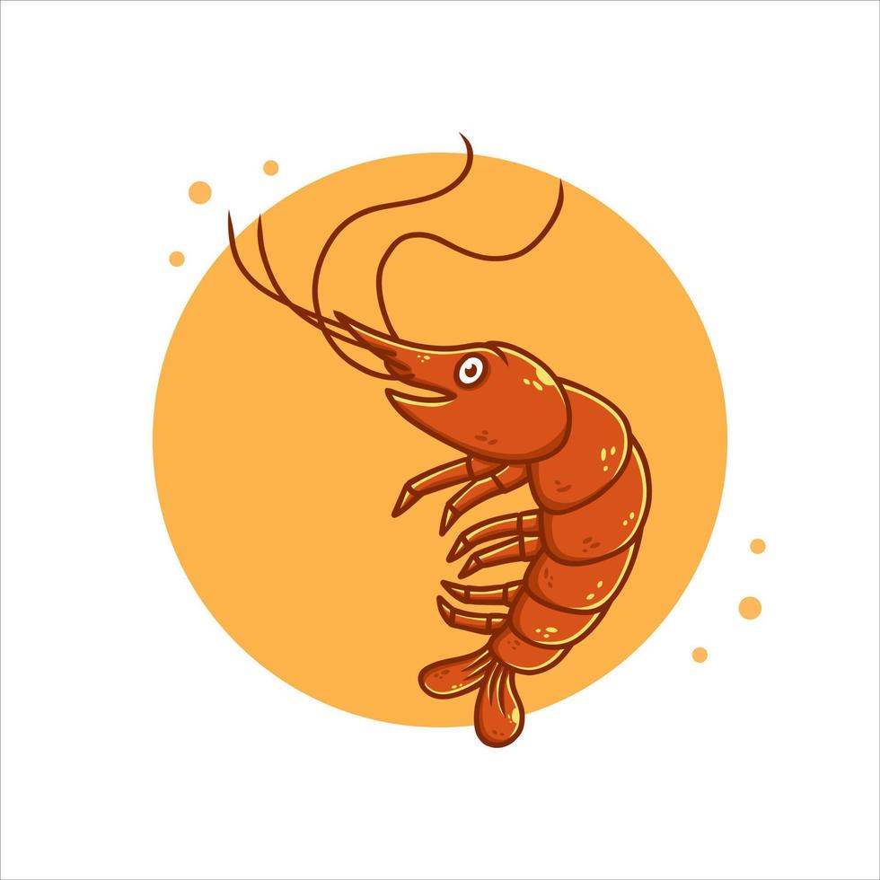 Shrimp Cartoon Vector Illustration. Seafood Mascot Logo. Ocean Animal Symbol Icon Character Element Stock Free