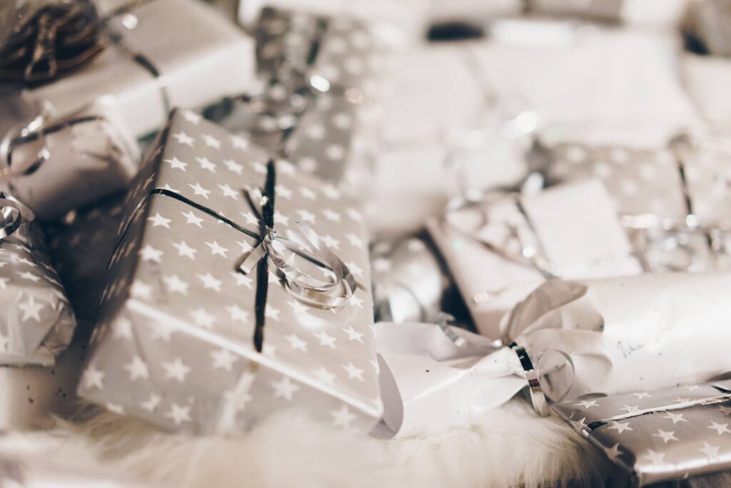 Silver Christmas Presents Free Photo